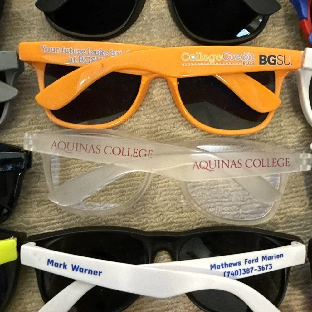 Lot of 33 NEW Logo Sunglasses: Target, LLBean, Nat'l Guard, Multiple Colors--NWT